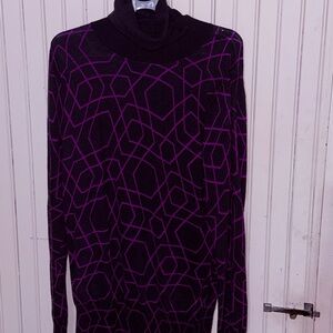 Jcrew Geometric Black and Purple Turtleneck Sweater